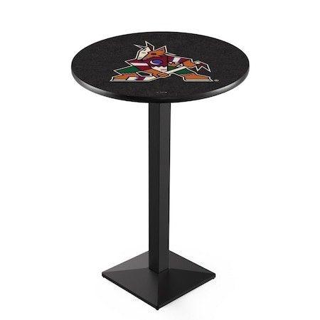 Holland Bar Stool Co 36" Blk Wrinkle Arizona Coyotes Pub Table, 36" dia. Top L217B3636AriCoy